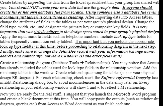 Create tables by importing the data from the