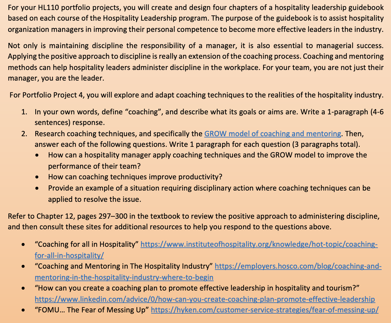 For your HL110 portfolio projects, you will