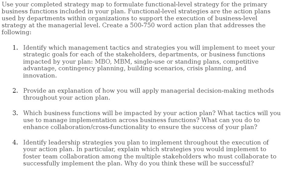 Use your completed strategy map to formulate