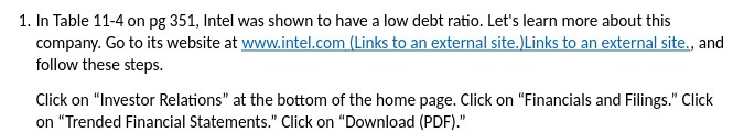 1. In Table 11-4 on pg 351, Intel was shown to