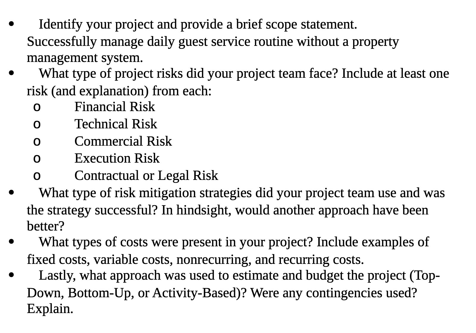 Identify your project and provide a brief scope