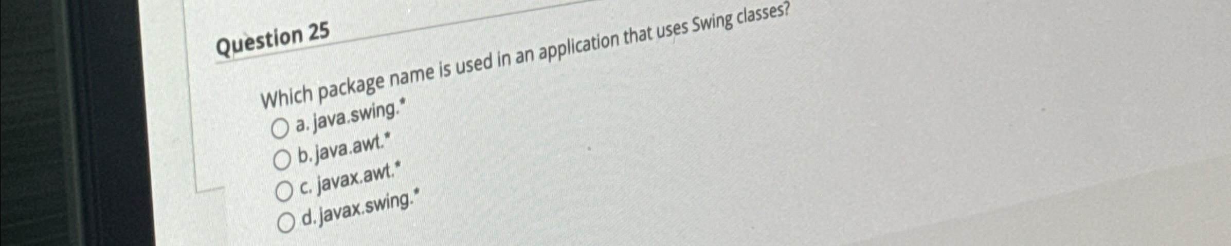 Question 2 5 Which package name is used in an