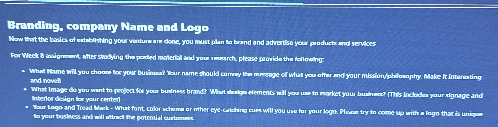 Please include references Branding. company Name