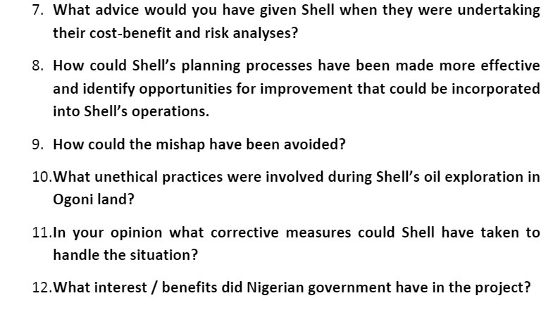 7. What advice would you have given Shell when
