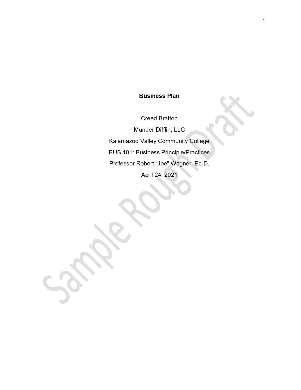 Refer the given rough draft and provide a sample