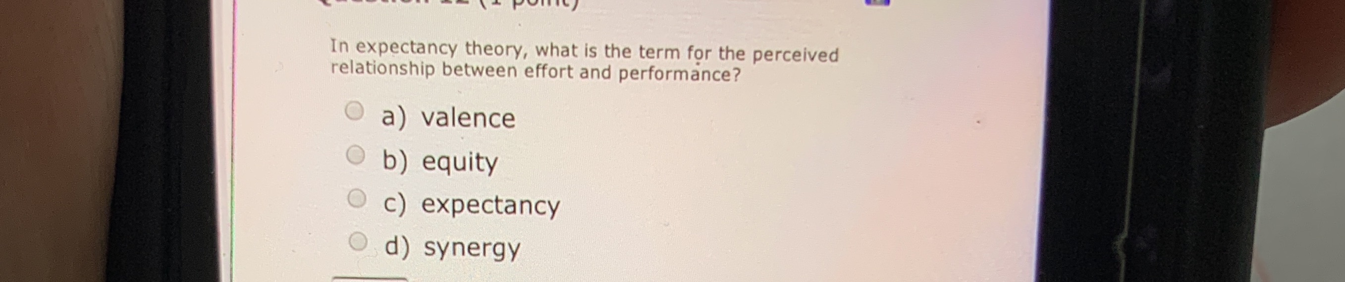 Mcq option only In expectancy theory, what is the