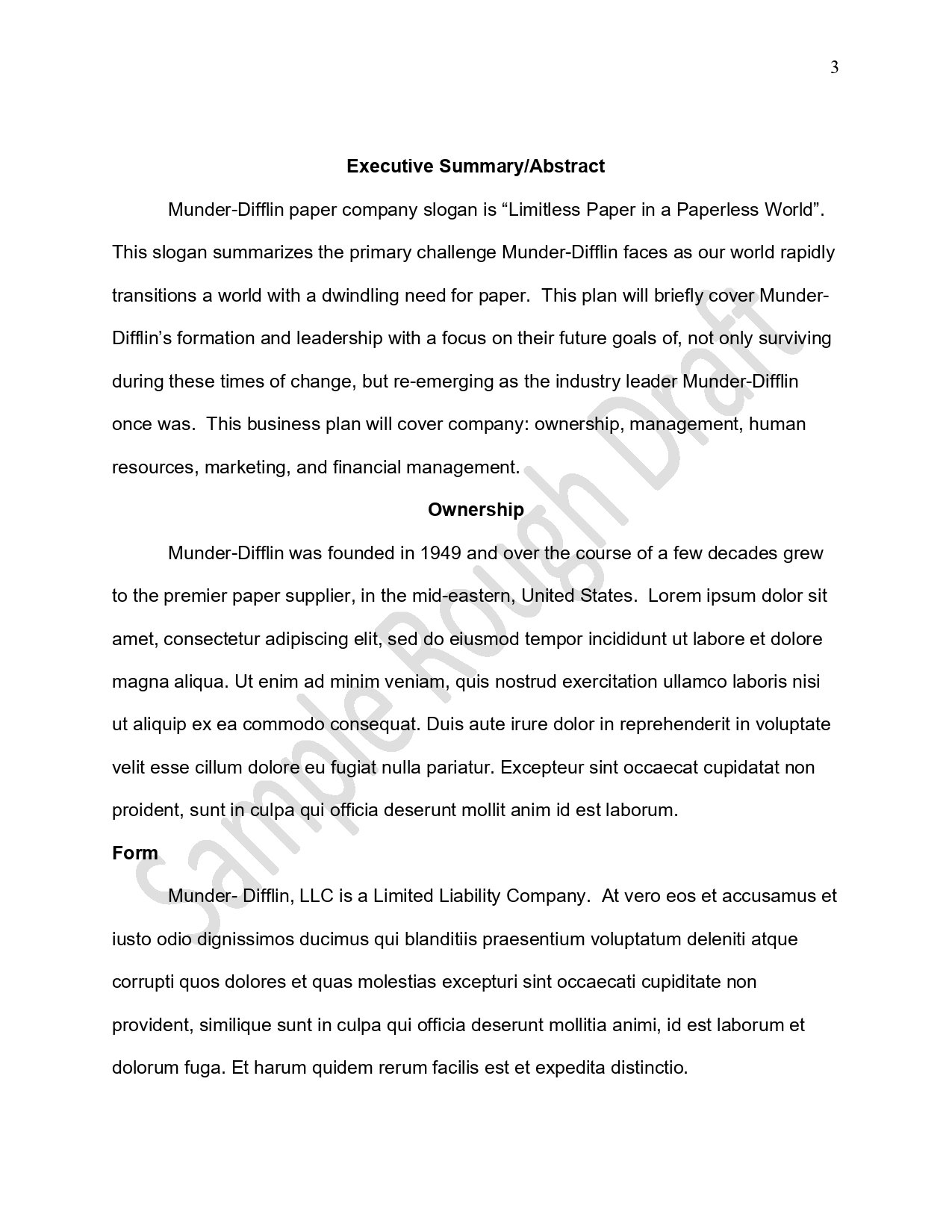 Refer the given rough draft and provide a sample