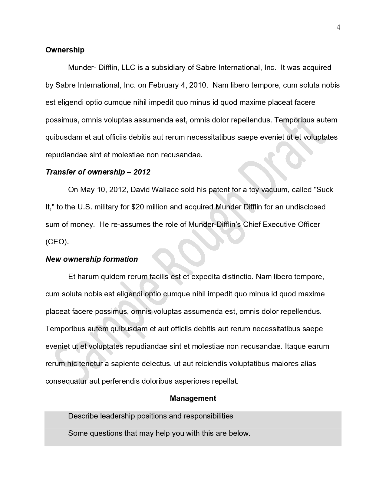 Refer the given rough draft and provide a sample