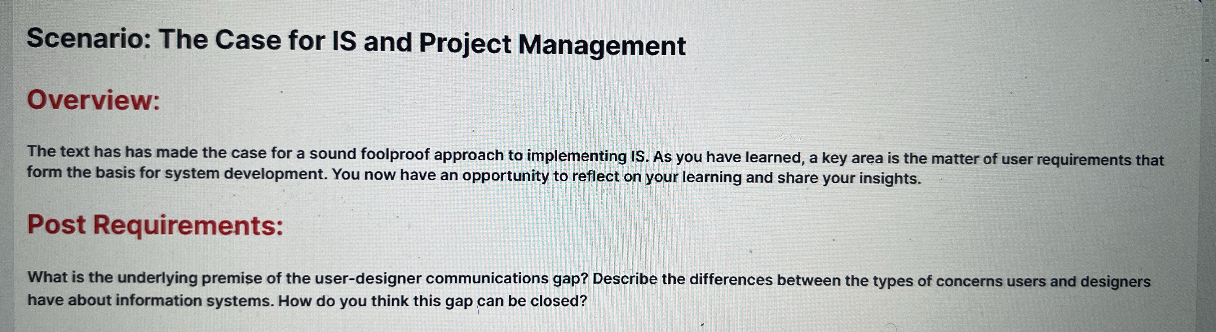 Please add references Scenario: The Case for IS