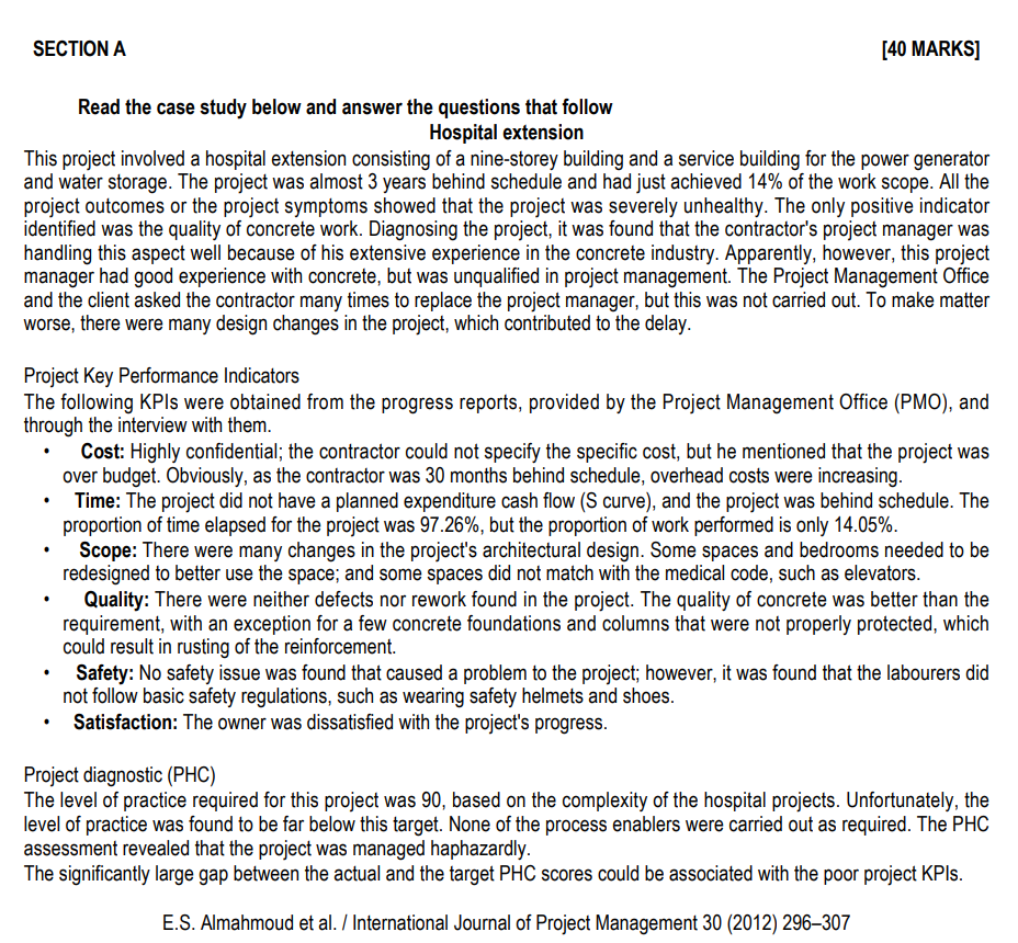 SECTION A [40 MARKS] Read the case study below