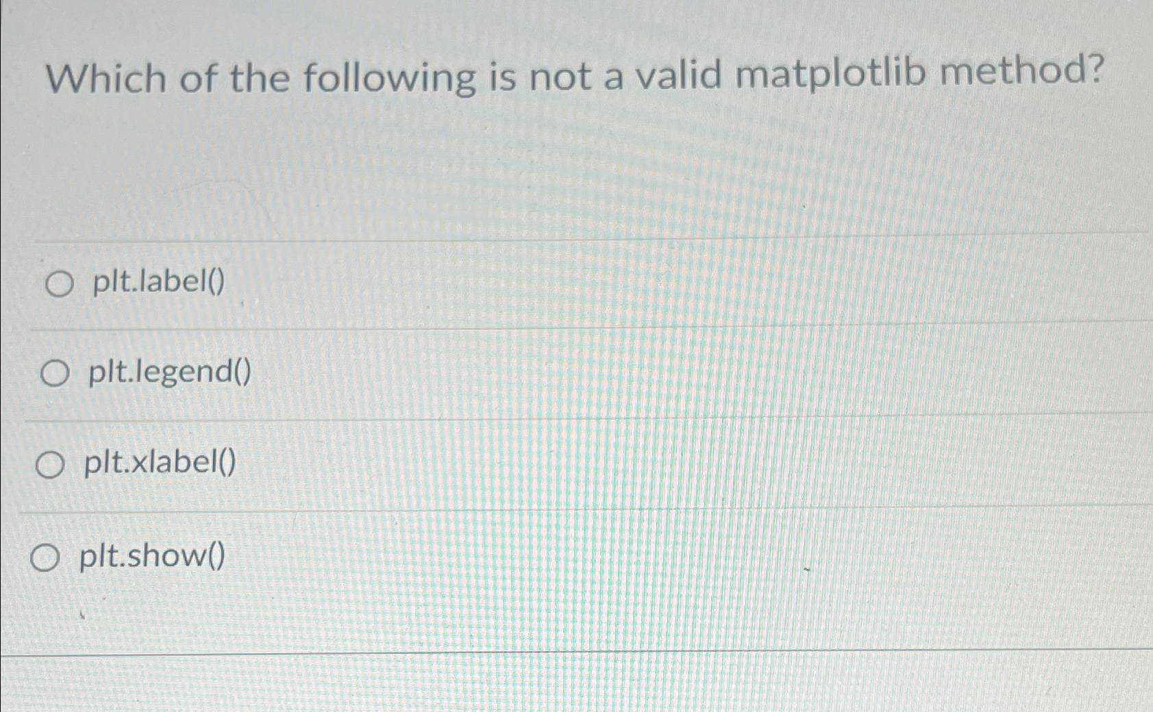Which of the following is not a valid matplotlib
