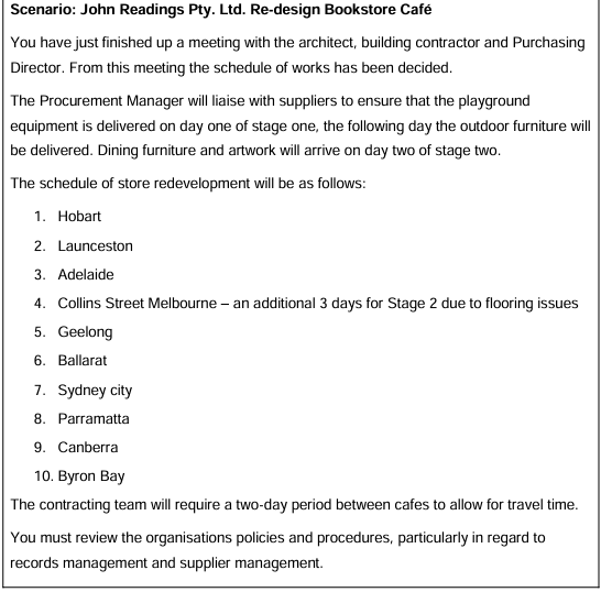 Scenario: John Readings Pty. Ltd. Re-design