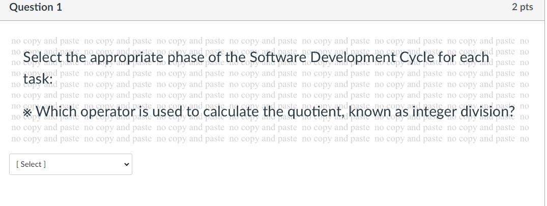 Question 1 Select the appropriate phase of the