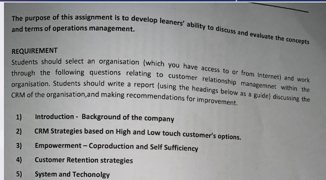 The purpose of this assignment is to develop