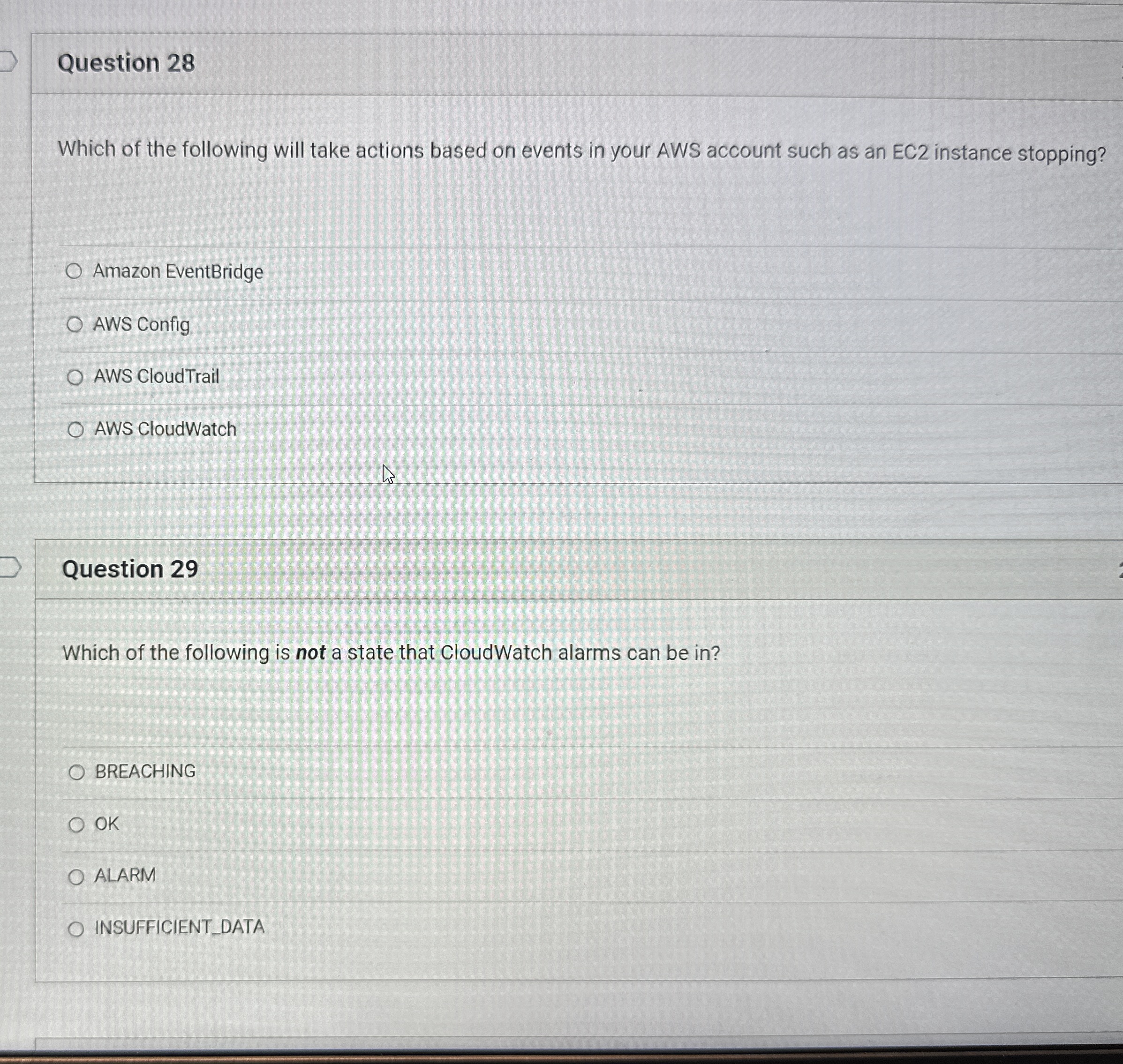 Question 2 8 Which of the following will take