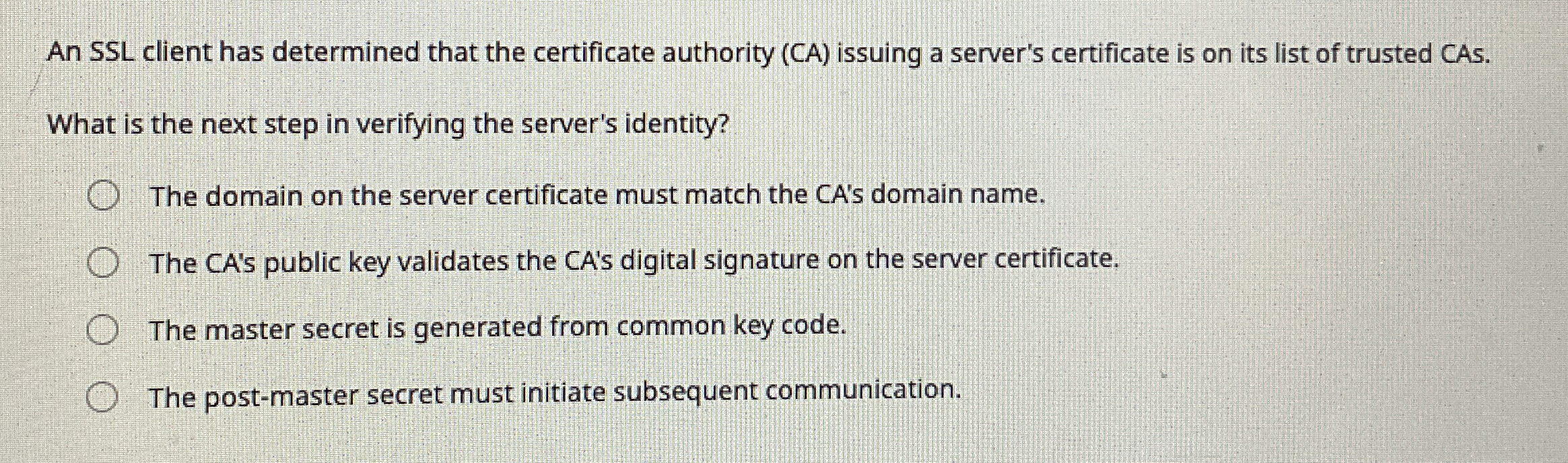 An SSL client has determined that the certificate
