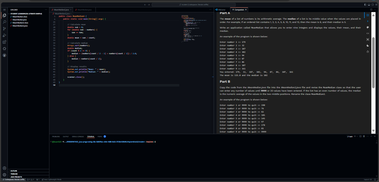 Part A The mean of a list of numbers is its