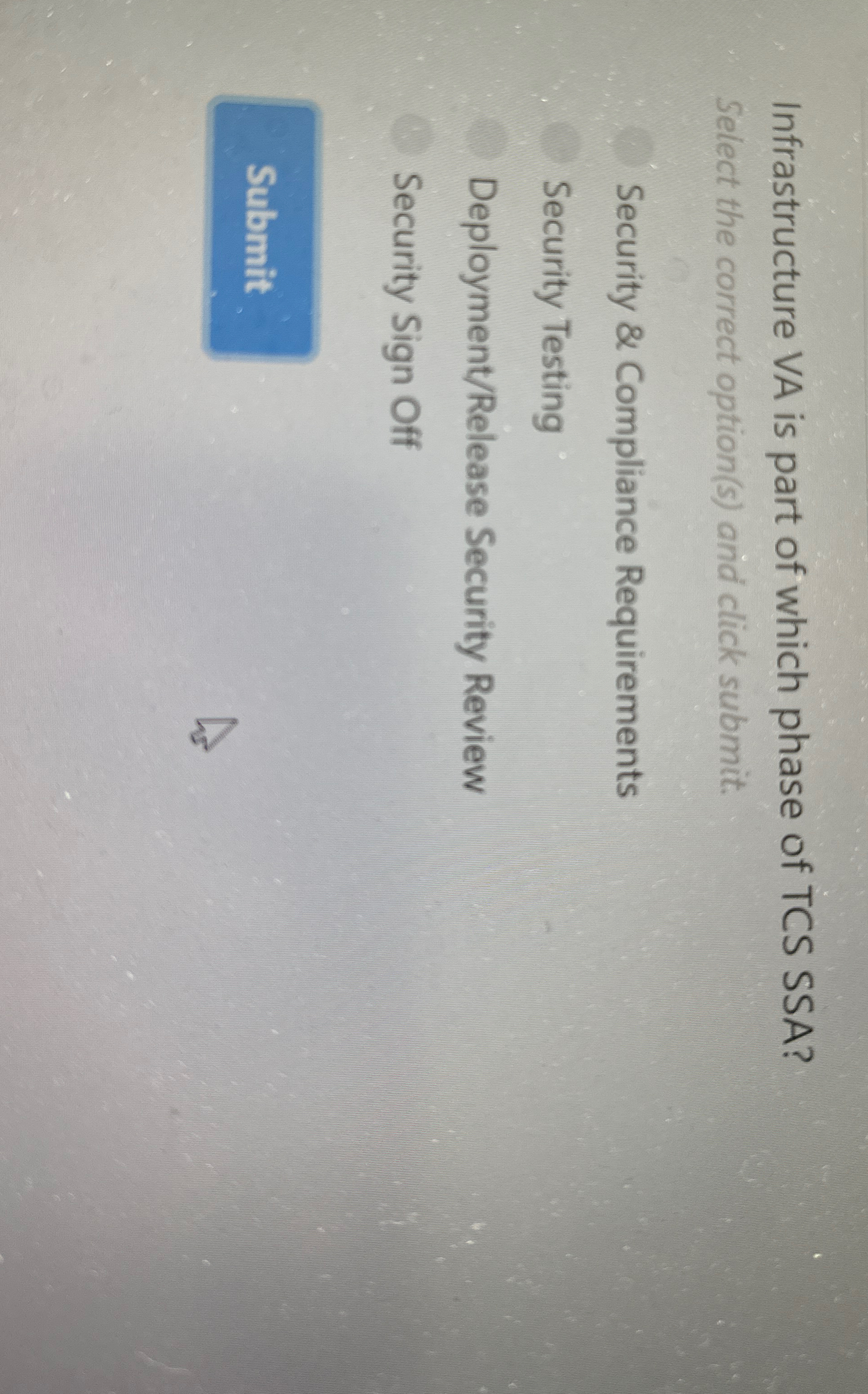 Infrastructure VA is part of which phase of TCS