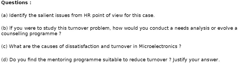 Questions : (a) Identify the salient issues from