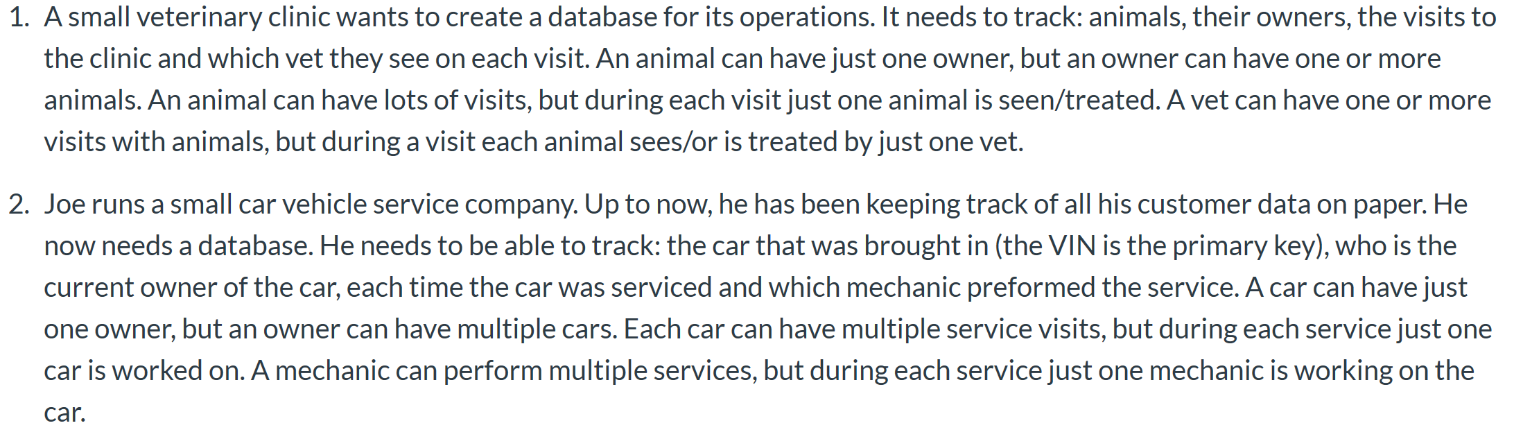 Please create ERDs for the following two