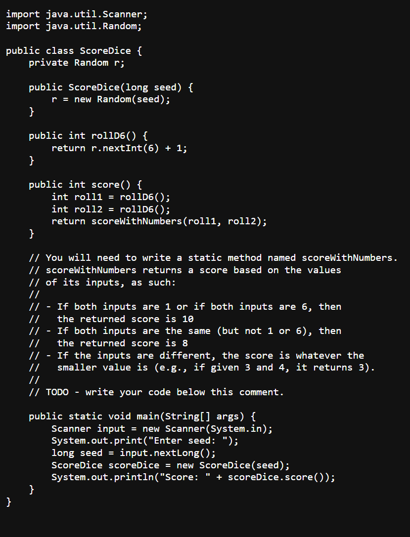 / / You will need to write a static method named