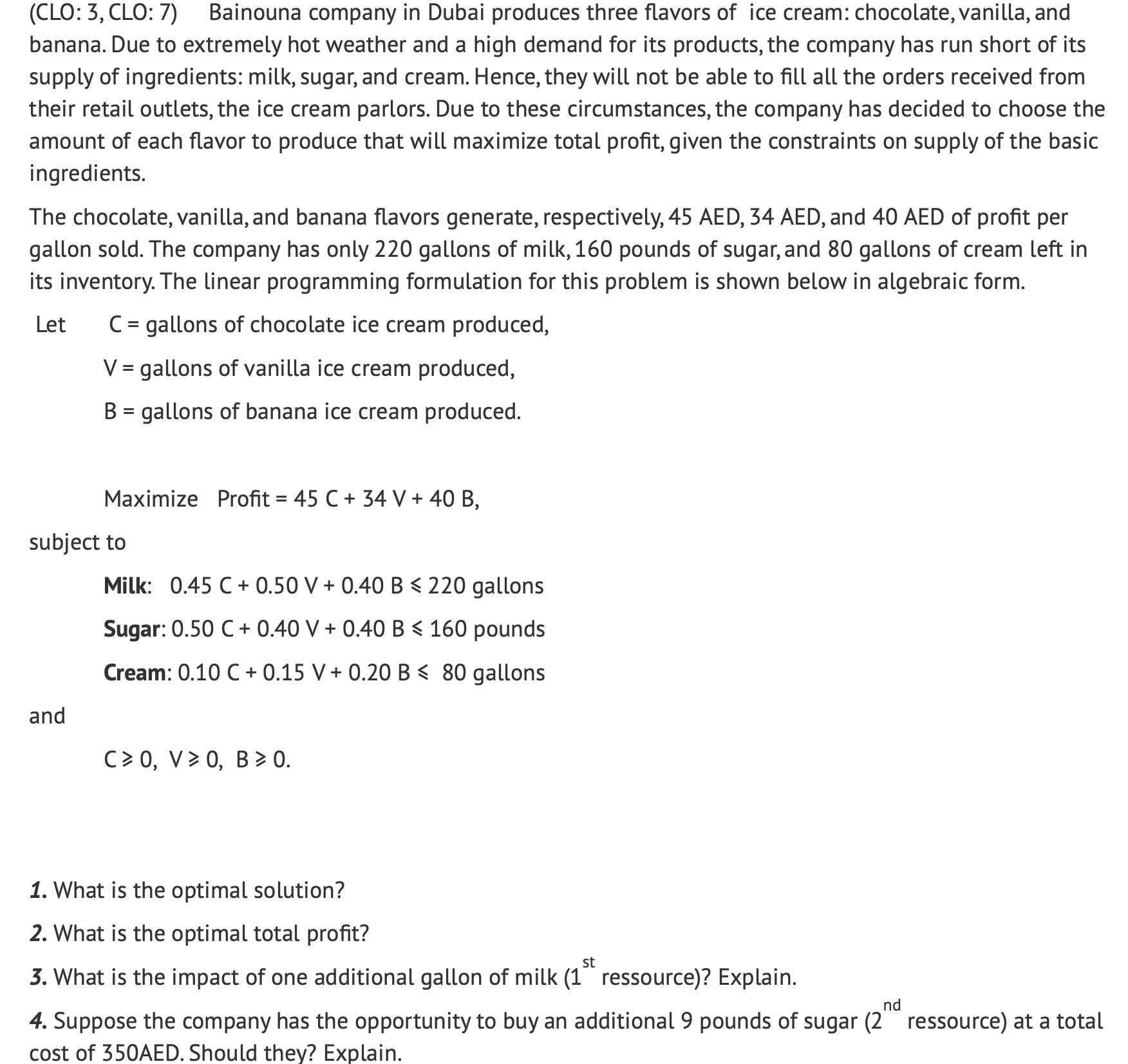 (CLO: 3, CLO: 7) Bainouna company in Dubai