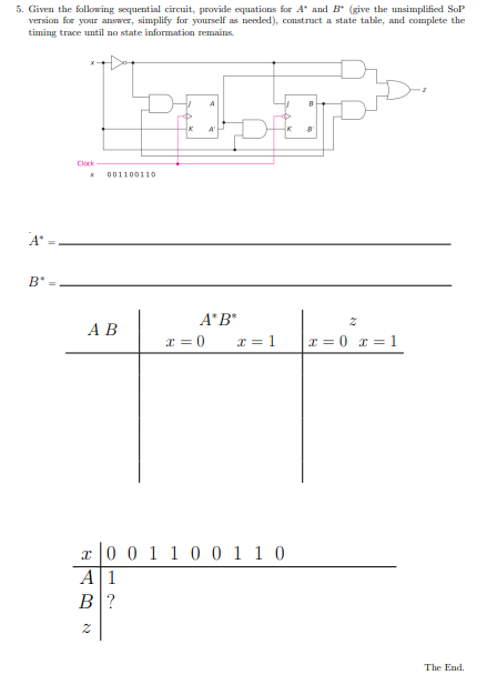 Given the following sequential circuit, provide