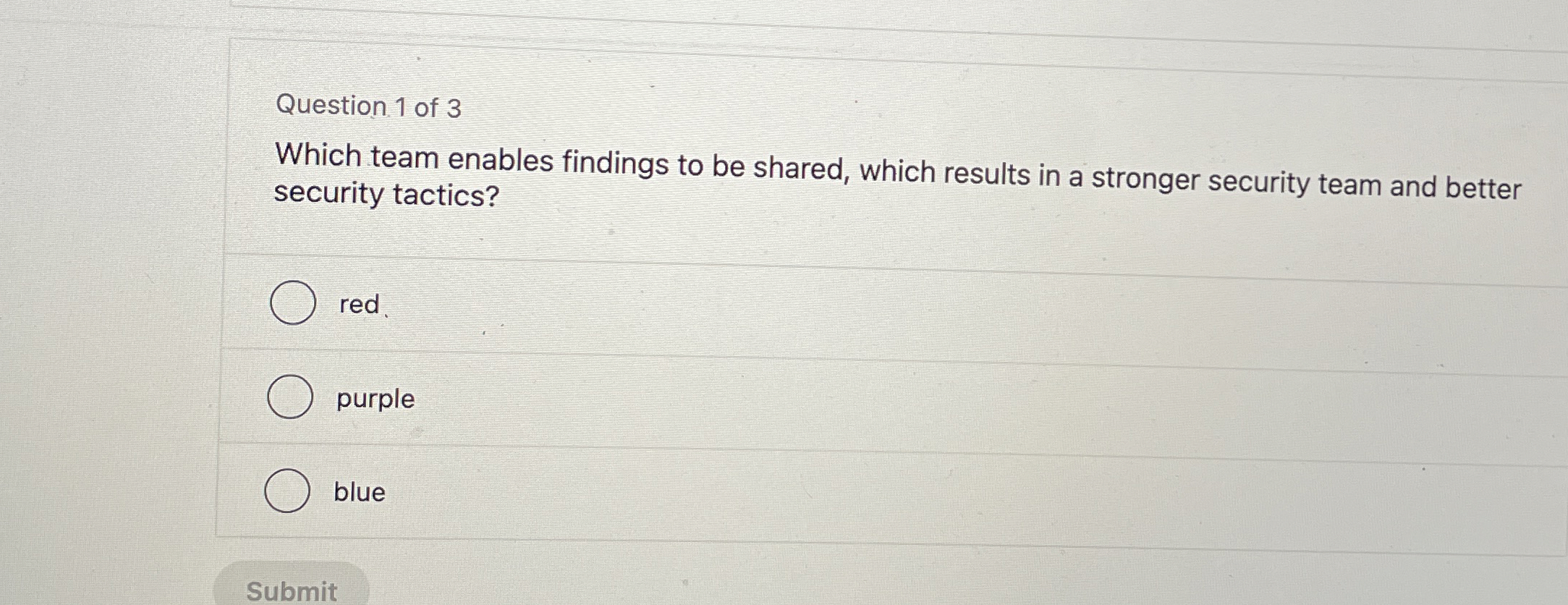Question 1 of 3 Which team enables findings to be