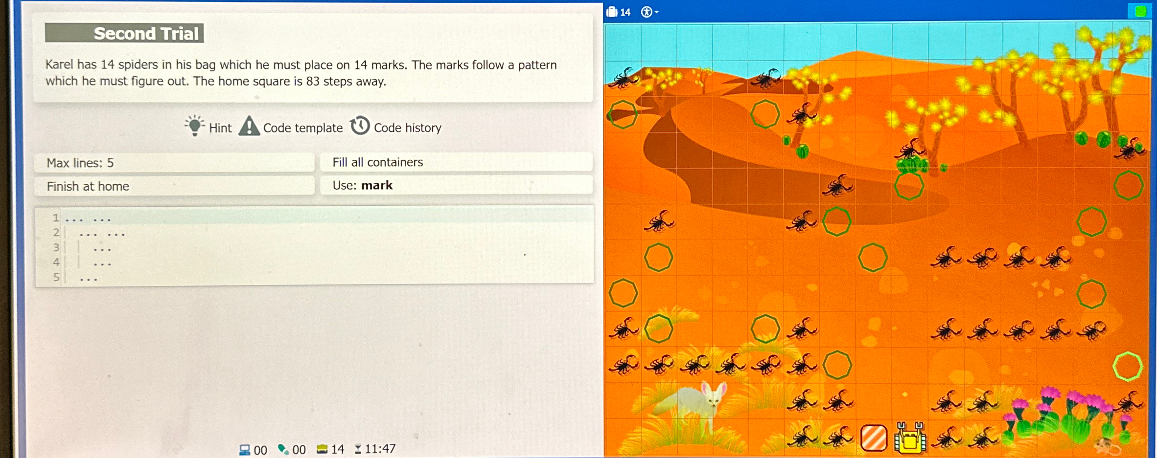 Second Trial Karel has 1 4 spiders in his bag