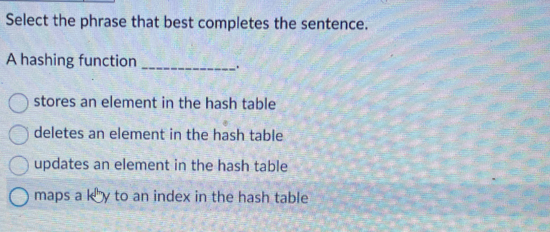 Select the phrase that best completes the