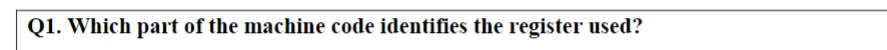Q 1 . Which part of the machine code identifies