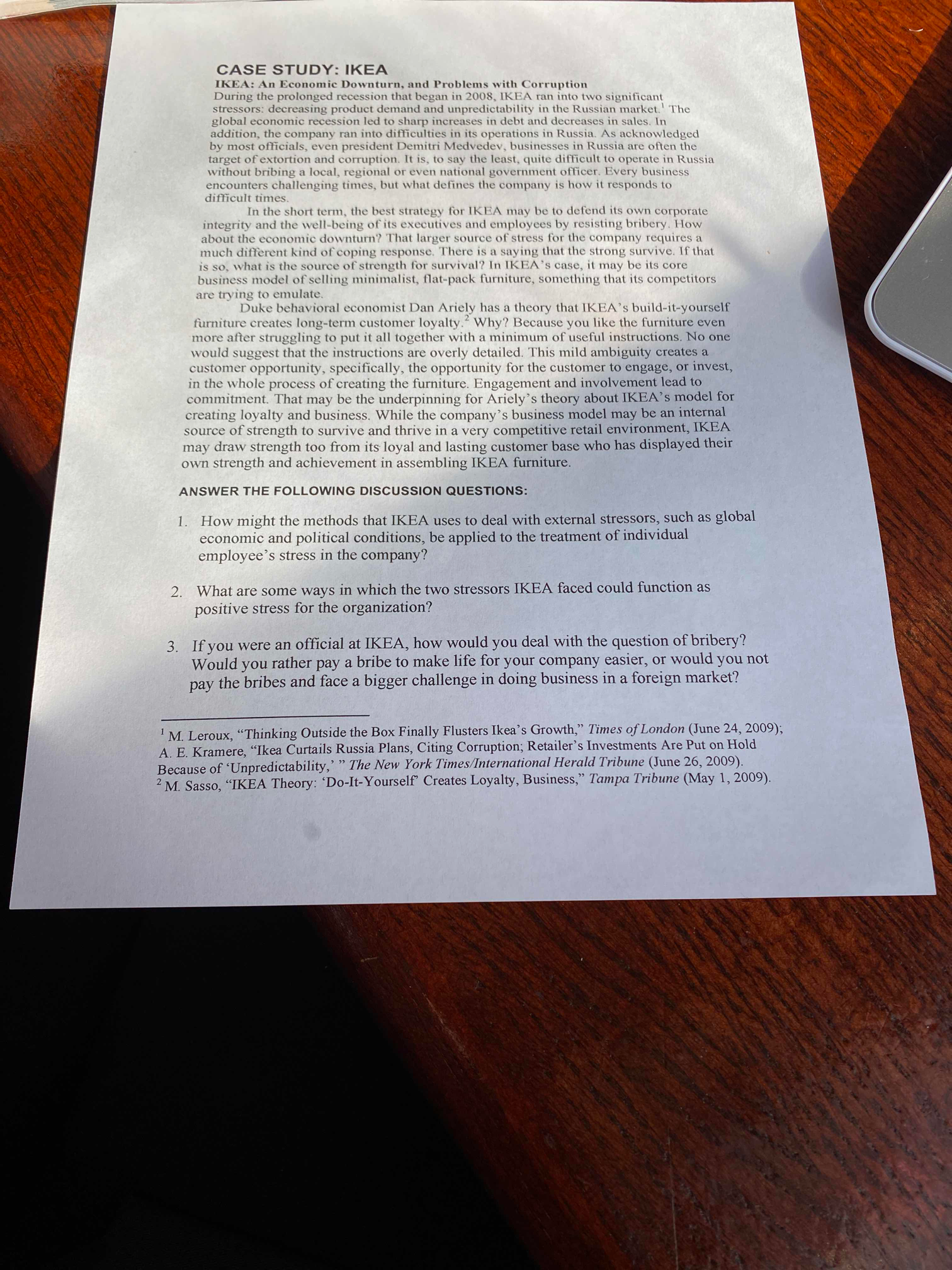 CASE STUDY: IKEA IKEA: An Economic Downturn, and