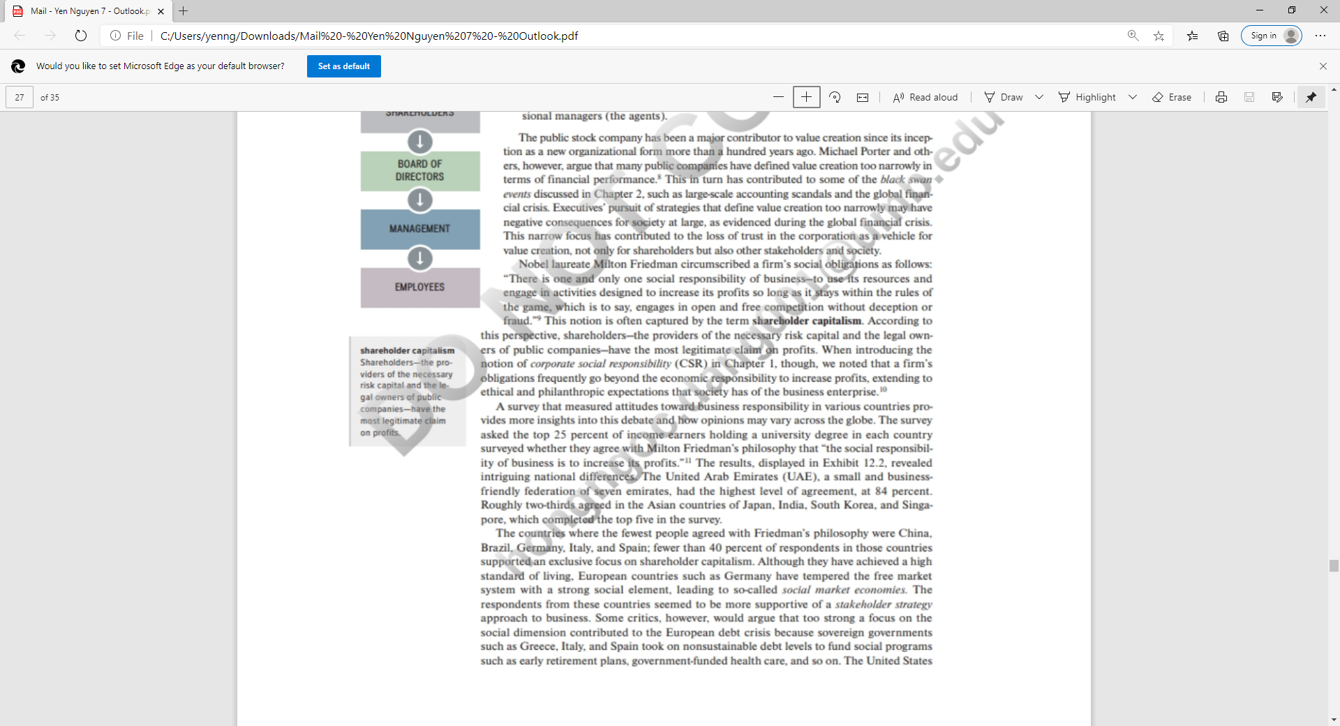 How does the shared value framework departs from