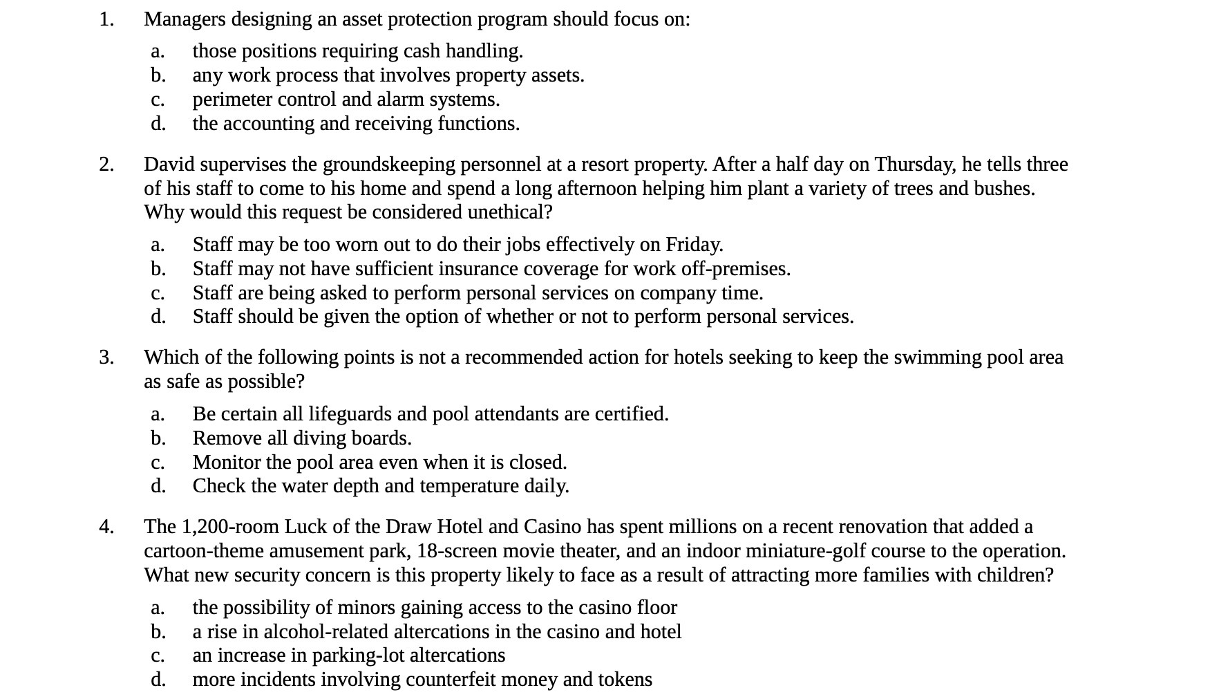 Managers designing an asset protection program