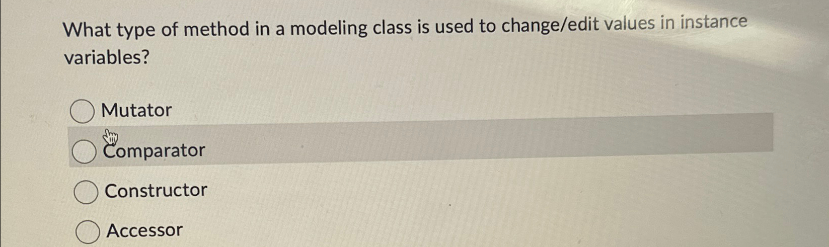 What type of method in a modeling class is used