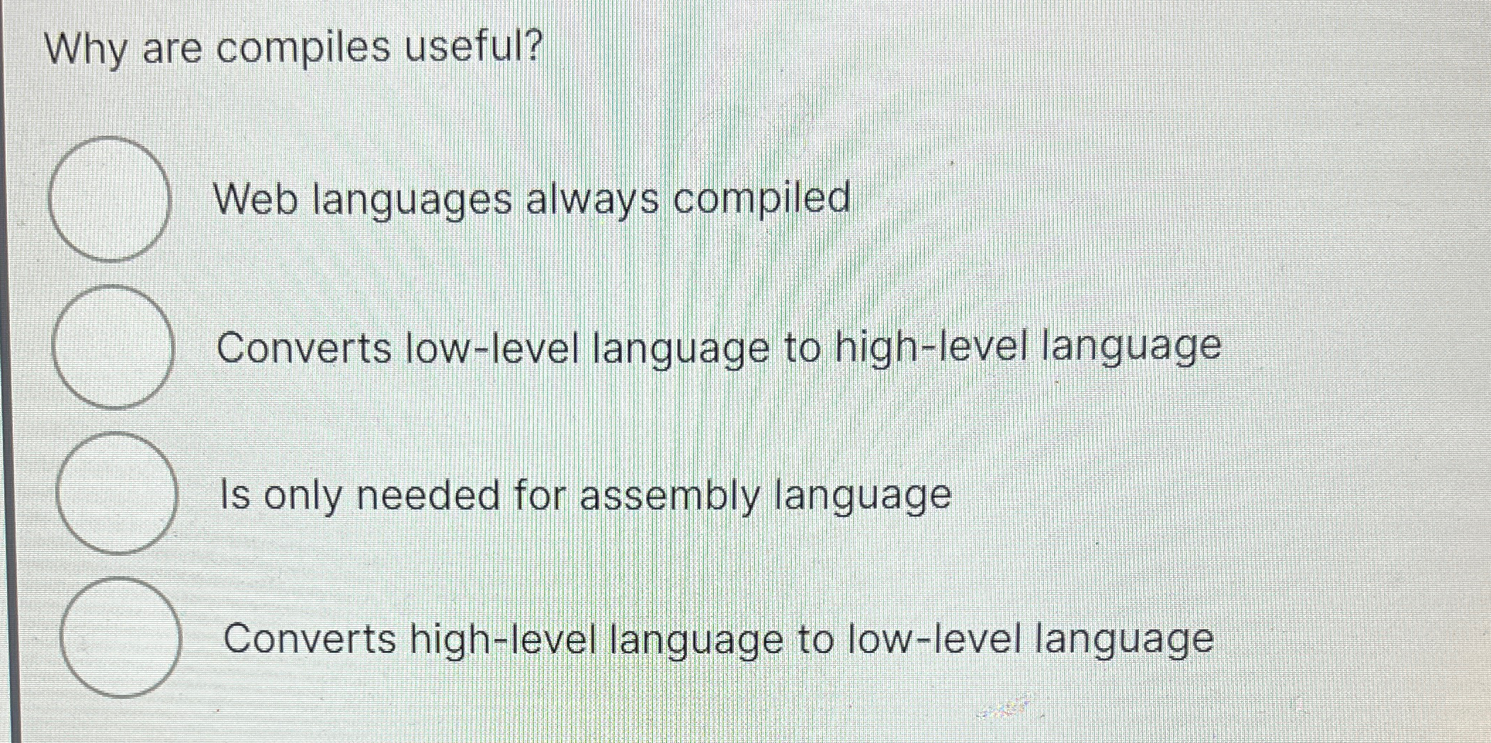 Why are compiles useful? Web languages always