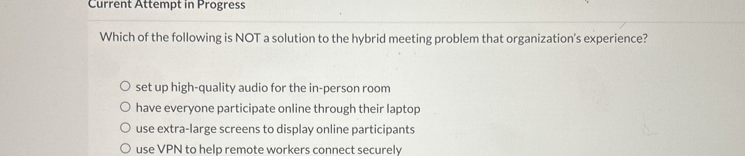 Current Attempt in Progress Which of the