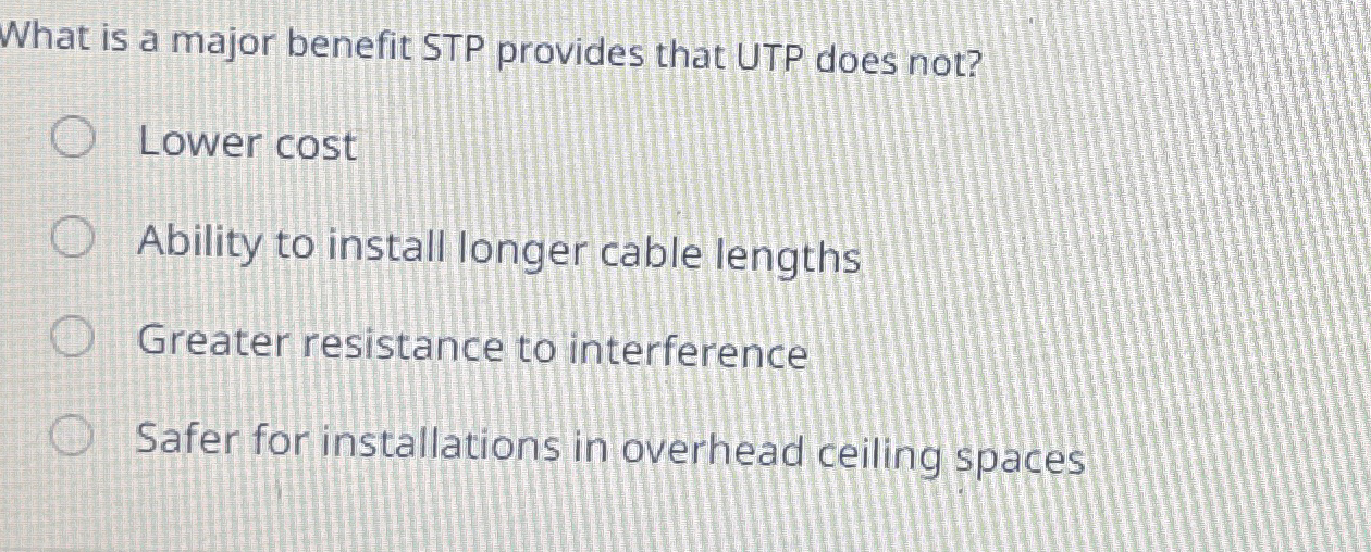 What is a major benefit STP provides that UTP