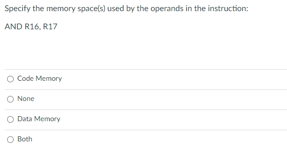 Specify the memory space ( s ) used by the