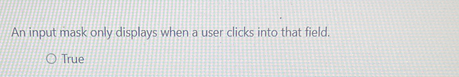 An input mask only displays when a user clicks