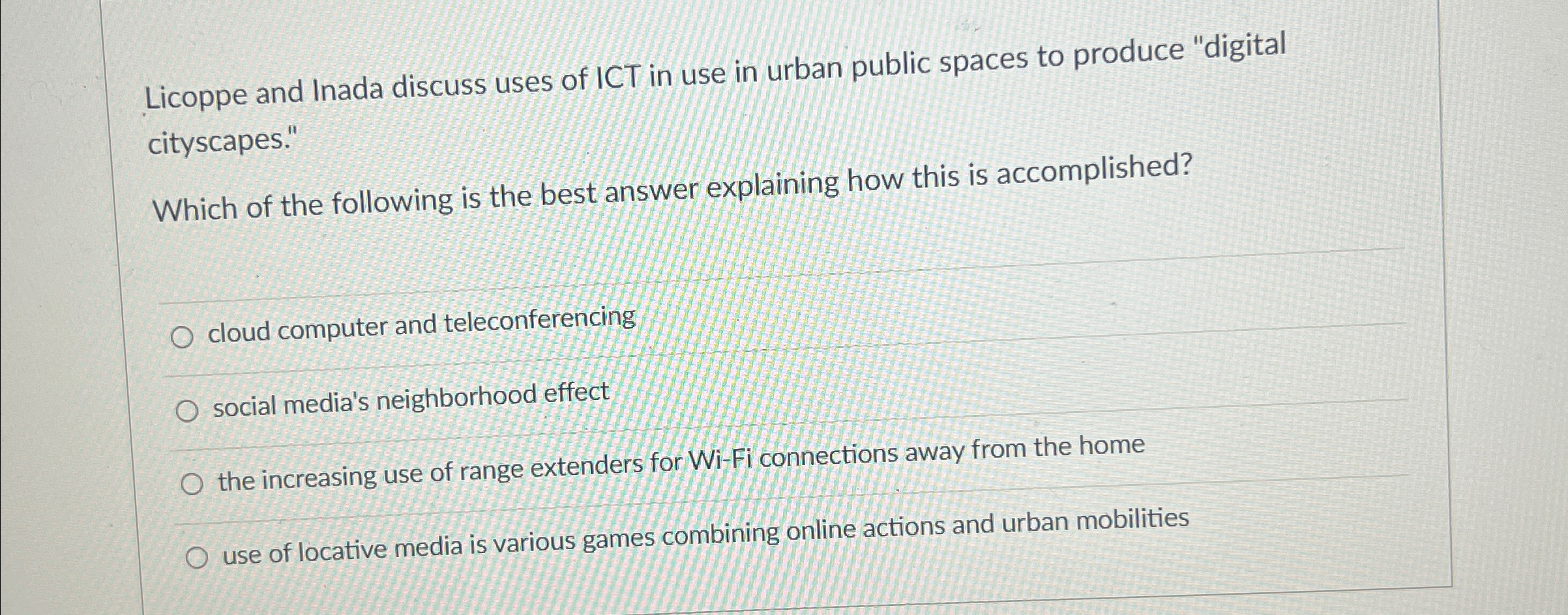 Licoppe and Inada discuss uses of ICT in use in