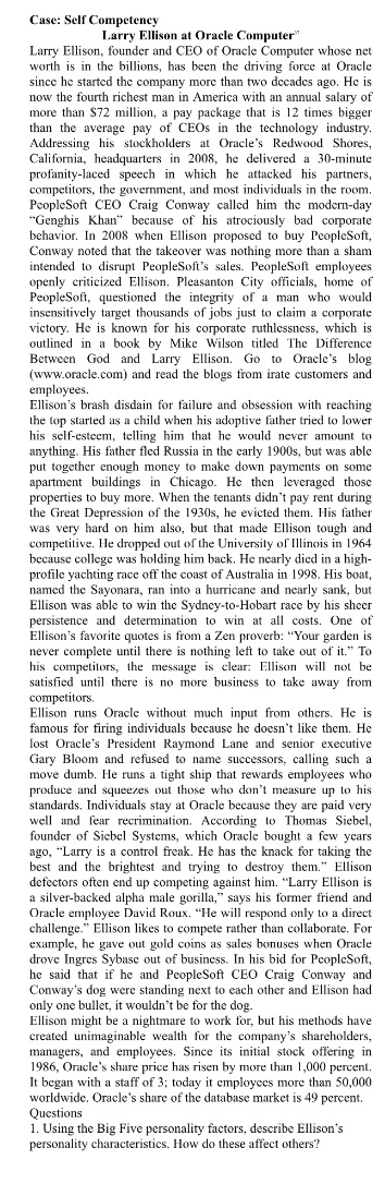 Case study larry ellison at oracle computer Case: