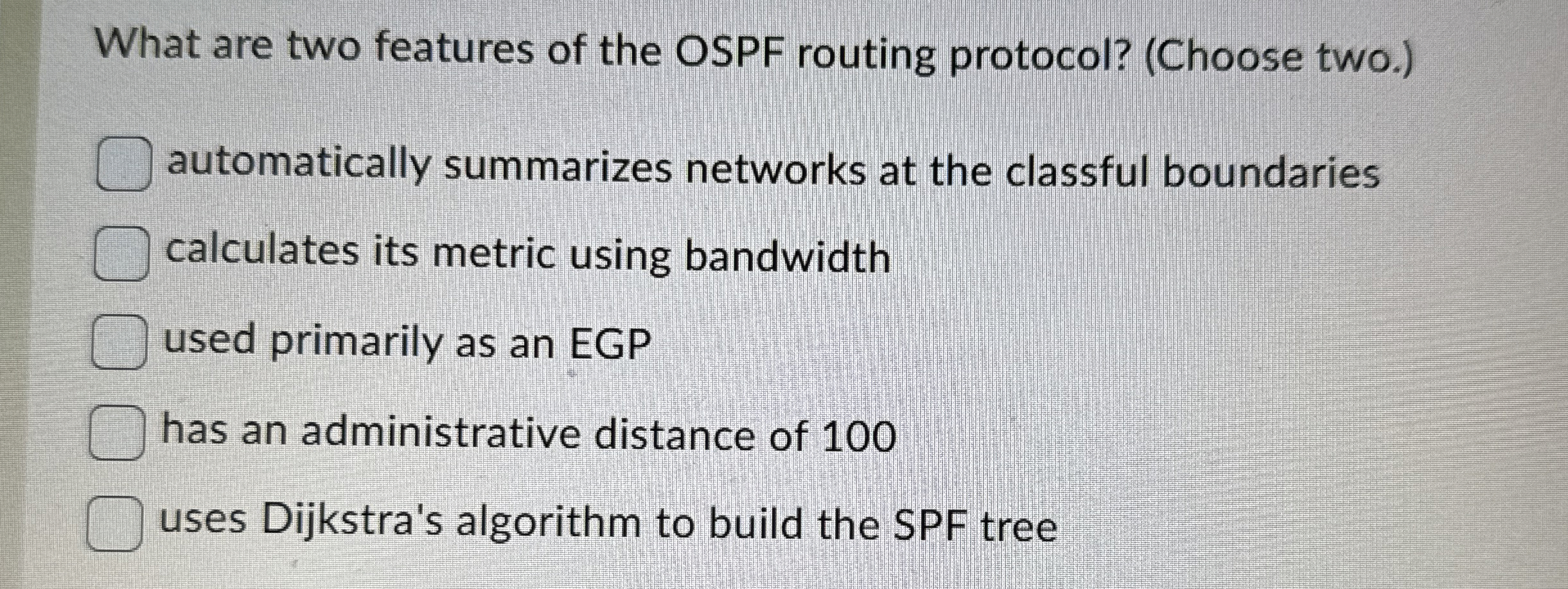 What are two features of the OSPF routing