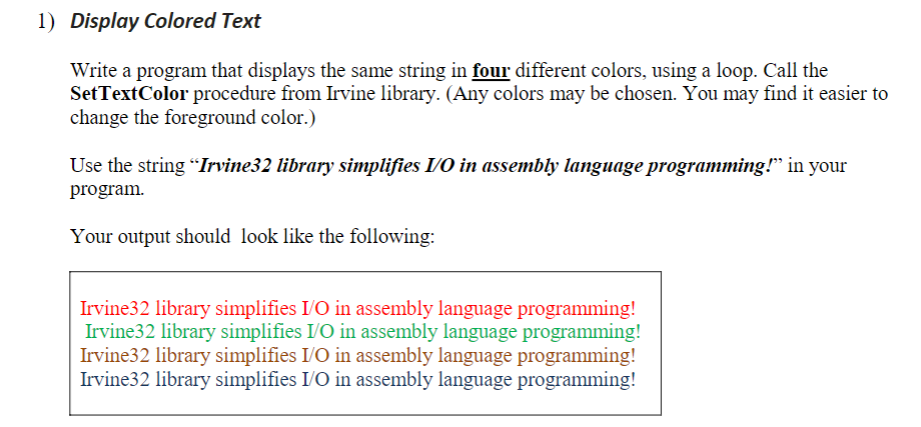 Display Colored Text Write a program that