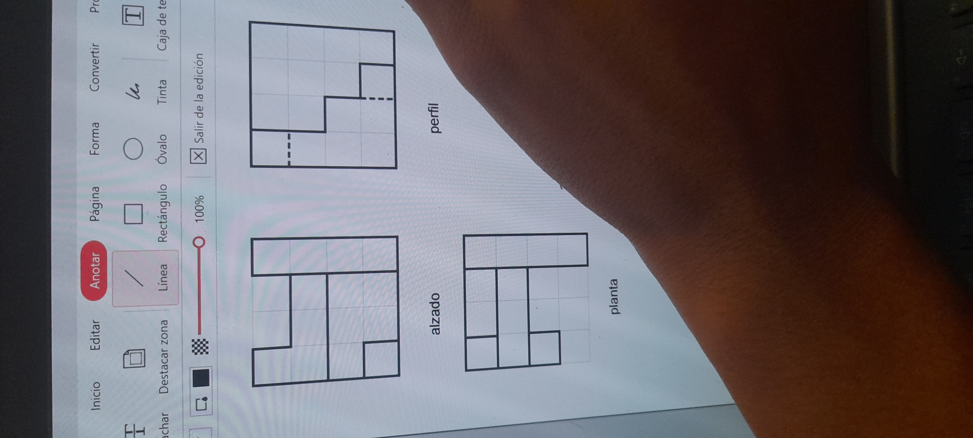 alzado perfil planta