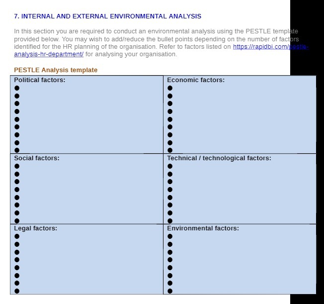 7. INTERNAL AND EXTERNAL ENVIRONMENTAL ANALYSIS