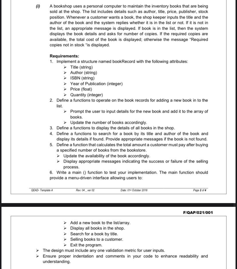 ( i ) A bookshop uses a personal computer to