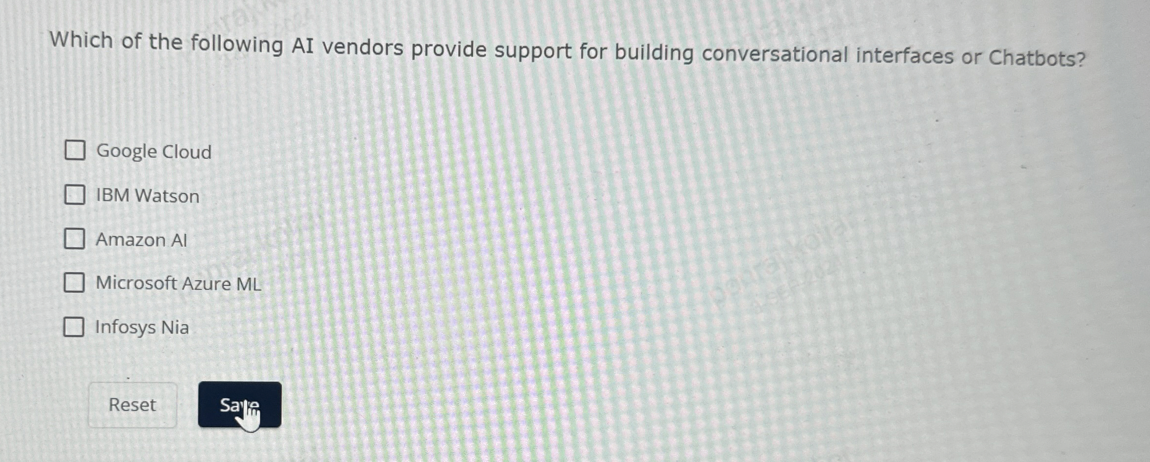 Which of the following AI vendors provide support