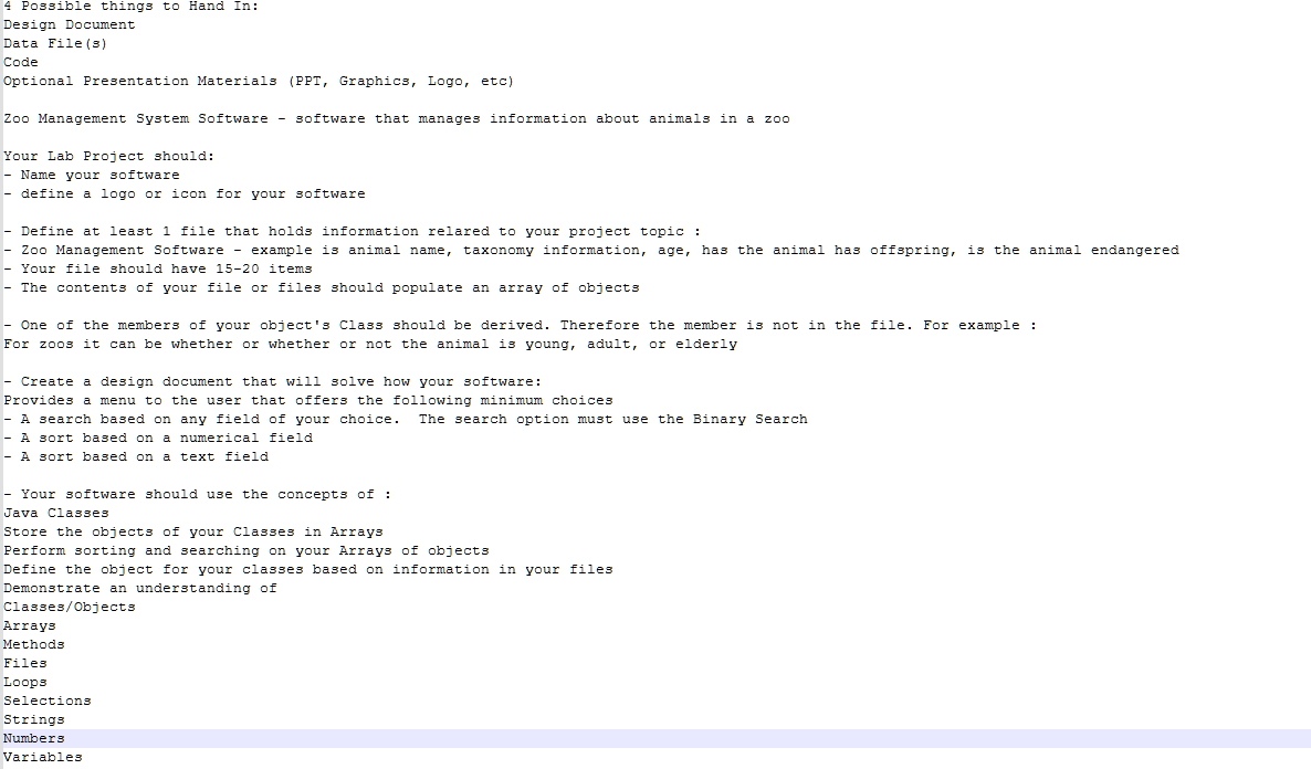 4 Possible things to Hand In: Design Document