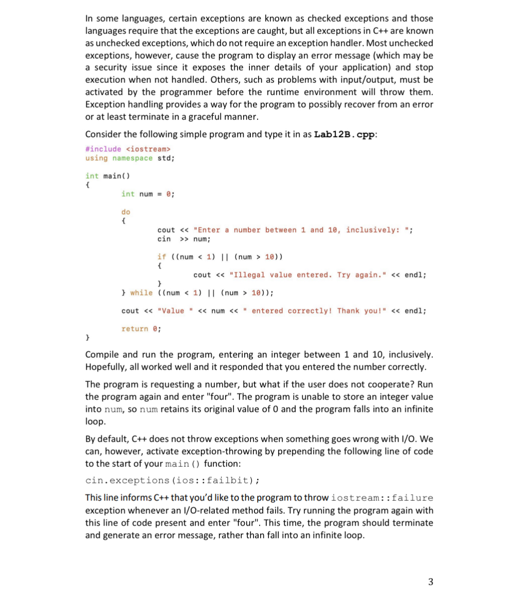 In some languages, certain exceptions are known